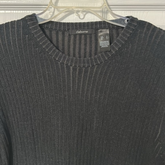 NWOT Claiborne Men’s Ribbed Black Crew Neck Sweater Size Large - Picture 4 of 8
